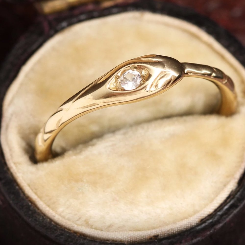 Erica Weiner Gold Ouroboros Snake Ring with Diamond